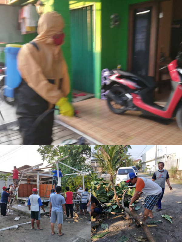 Spraying mandiri di lanjut kerja bakti rutin minggu ke 3 di wilayah RT 06 RW 07 Manggulan Pondok